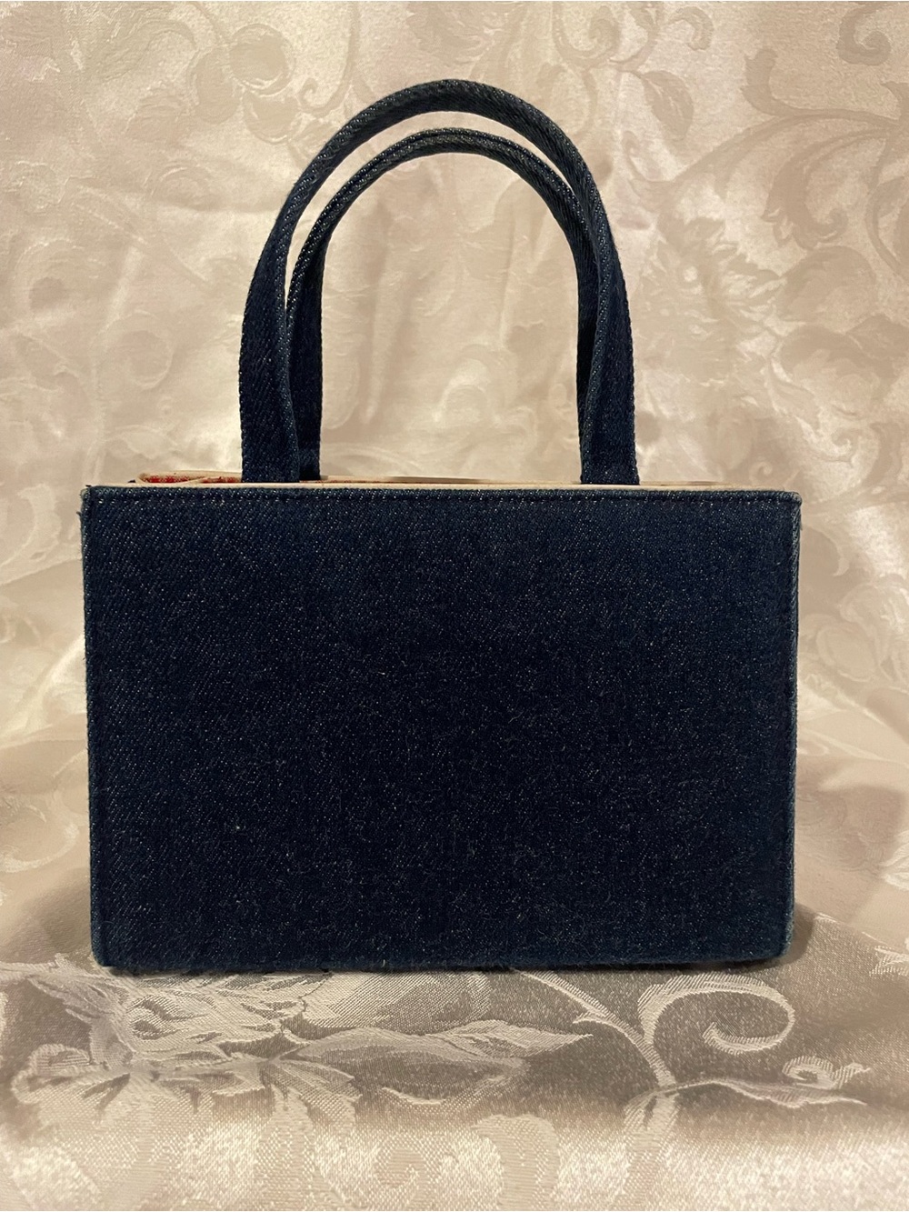 Vintage Y2K Kate Spade denim Blue Jean purse, red cottagecore gingham interior - Picture 4 of 16